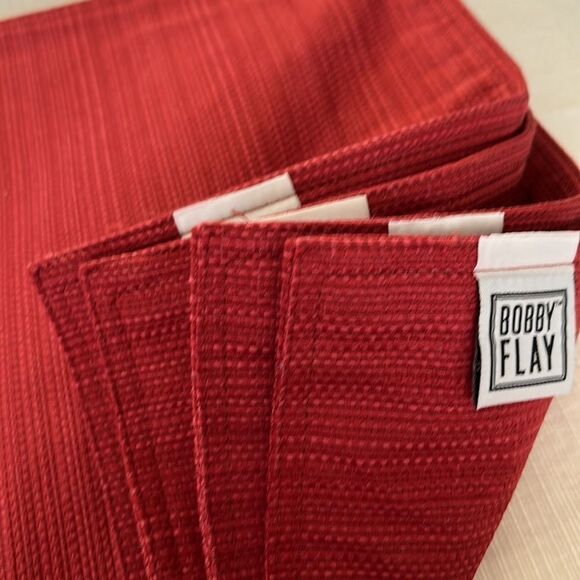 Bobby Flay Set of 4 Brick Red Vertical Striped Placemats- 19” by 14” - Picture 4 of 5